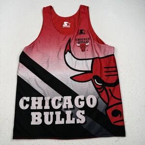 Vintage Chicago Bulls Basketball Jersey Mens Large NBA Reversible Tank Starter
